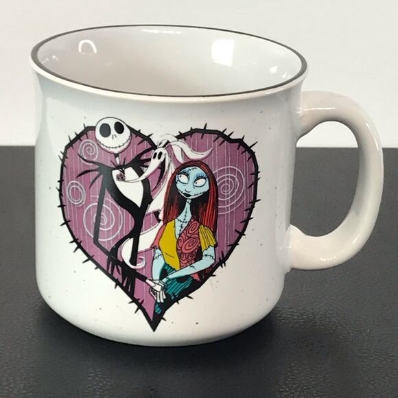 The Nightmare Before Christmas 20 oz Ceramic Mug Jack and Sally Heart Large Cup - Picture 1 of 11